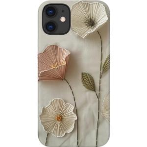 for iPhone 12 Mini Case, Wireless Charging Compatible,Dual-Layer Protection with Cute Wildflower Design, Soft Silicone + Hard Shell, Chic Phone Cover for Women - Ethereal Wire Florals