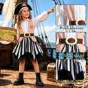 G.C Girls Pirate Costume 10Pcs Set , Kids Halloween Dress Up with Hat Treasure Map, Birthday Party Role Play Outfit, 140(9-10Y)