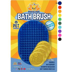 Bodhi Dog Shampoo Brush - Pet Grooming & Bath Supplies for Dogs and Cats - Bath Brush for Long & Short Hair - Premium Scrubber for Shower, Bathing & Massage (One Pack, Blue)