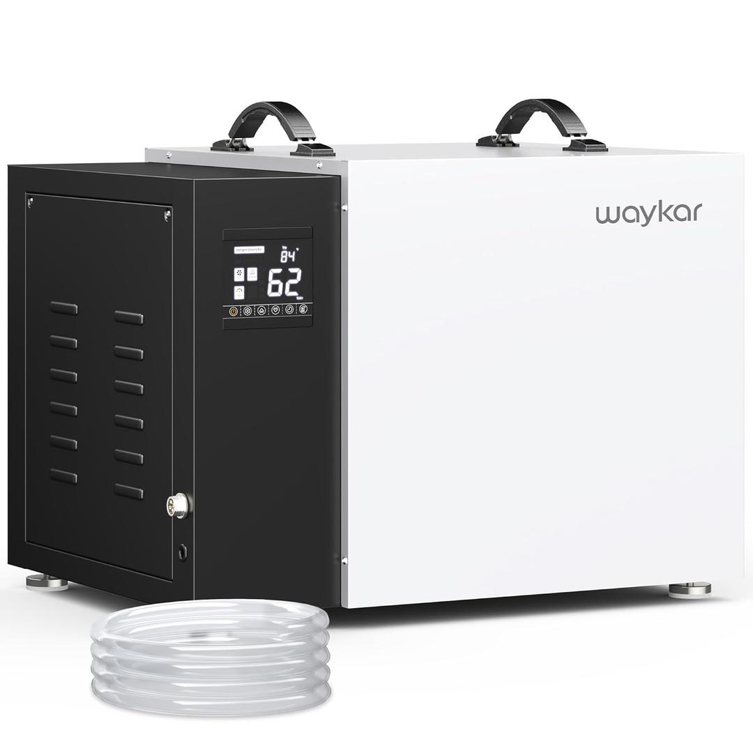 Waykar 158 Pint Commercial Dehumidifier with Pump and Drain Hose for Crawl Spaces, Basements, Ducted Industrial Use, and Water Damage Unit, for Spaces up to 7500 Square Feet, Smart Humidity Control