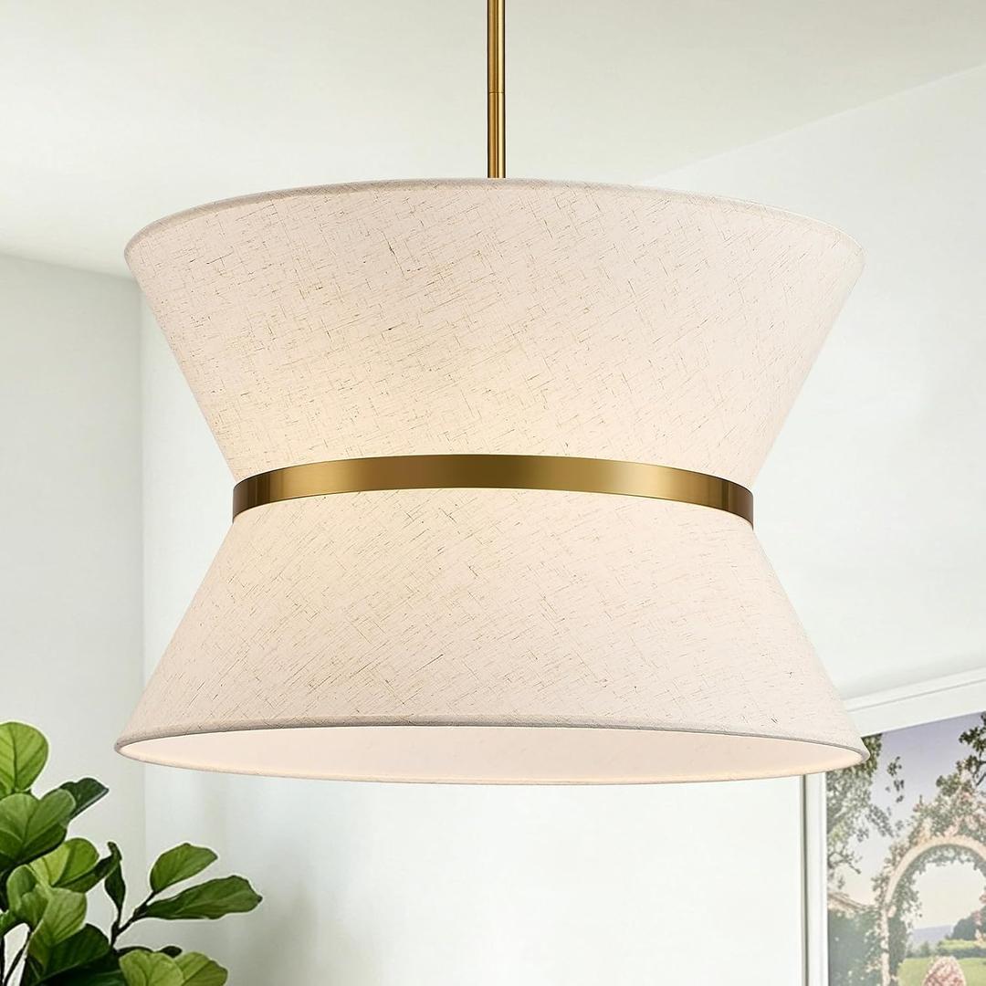 Modern Gold Chandelier Drum Pendant Light for Dining Room 18 Inch