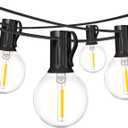 Muasdae 2-Pack 18Ft Outdoor Patio String Lights, UL Listed Commercial Light String with 20+2 Plastic G40 LED Clear Globe Bulbs, Decoration for Patio Backyard Cafe Porch Garden Bistro Party Wedding