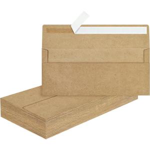 50Pcs #10 Kraft Envelopes Letter Size Windowless Self Seal Security