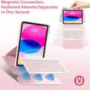 besky Keyboard case for iPad A16 11th 10th Generation 11/10.9 inch, Detachable Keypad360 Rotatable Magnetic Cover with Pencil Holder for iPad 11 2025 10 Gen 2022 - Light Pink