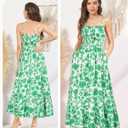 GRACE KARIN Summer Dresses for Women 2026 Vacation,Smocked Floral Maxi Dress,Boho Beach Sundress with Pocket Fashion Clothing (Green, L)