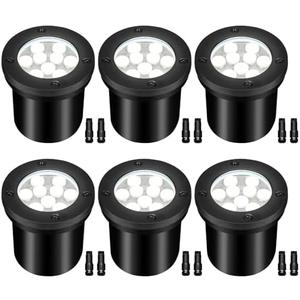 9W LED Low Voltage Landscape Lights, AC/ DC 12-24V Outdoor Well Lights IP68 Waterproof 5500K Cool White In-Ground Lights for Yard Pathway Driveway Deck (6 Pack)