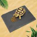 Reptile Basking Platform Tortoise Bearded Dragon Lizard Original Rock Slab,Easy to Grind The Nails,with Non-Slip mats,Natural Food Bowl,Moisturizing Effect (Small)
