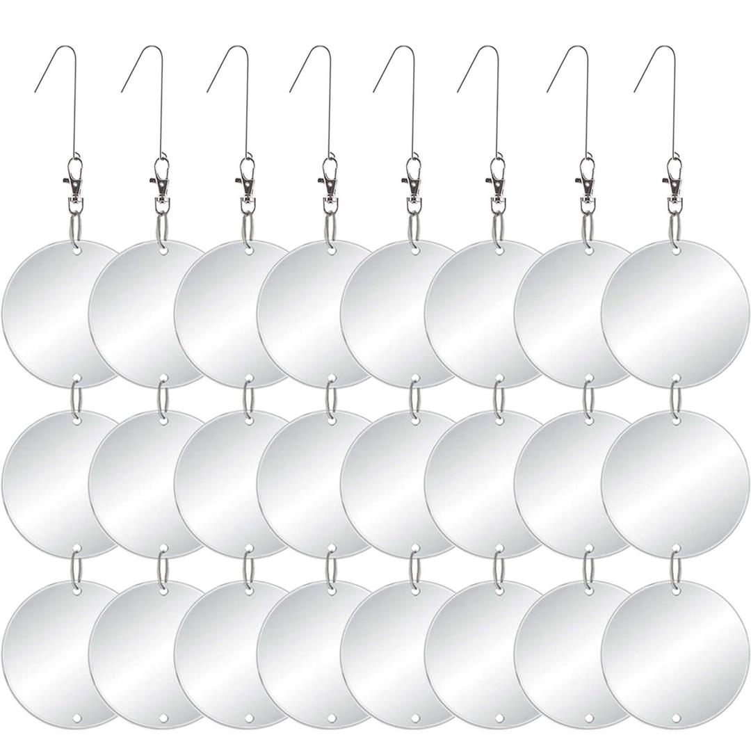 Chephon Upgraded Bird Scare Discs Set - Large 24 Discs - Highly Reflective Double-Sided Bird Reflectors Scare Devices - Better to Keep Most Birds Away Like Woodpecker and Pigeon