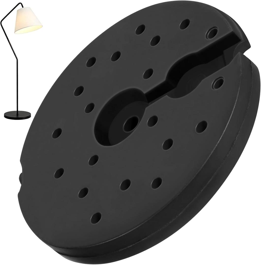 5.95Lb Round Plastic Floor Lamp Base Weight, 9.3 Inch Black Weighted Disc for Home Living Room Bedroom Lighting