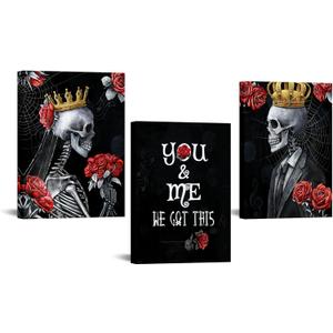 DuoBaorom Gothic Wall Decor King and Queen Wall Art Red and White 12x16 inches