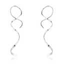 Handmade 925 Sterling Silver Spiral Threader Earrings Hypoallergenic Twisted Curved Drop Dangle Earrings Pull Through Earrings for Women Trendy Fashion-Long Silver