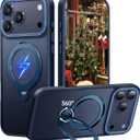 360 Spin Magnetic Stand for iPhone 17 Pro Case, Fit for MagSafe, Mil-STD Protective Case for iPhone 17 Pro Phone Case with Kickstand Rotatable 6.3 inch, Deep Blue