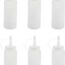 Cwmiibili 6X Plastic Squeeze Bottle Condiment Dispenser Ketchup Mustard Sauce Clear White 6Oz