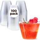 Aatriet 100 Count 9 oz Clear Plastic Cups Hard Plastic Wine Glasses Disposable for Cocktail Party & Wedding, 9 ounce Tumblers Punch Cups for Cocktail Party Reusable