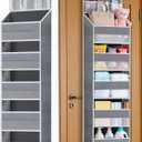 Over the Door Organizers - 5 Tier Hanging Door Storage with 5 Spacious Pockets, Anti -Tilt 44 lb Load Behind Door Organizer for Bedroom,Nursery,Bathroom,Kitchen,Dorm,Pantry - 1 Pack,Grey