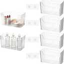 4pcs Adhesive Cabinet Door Storage Bin Wall Mounted Inside Over Cabinet Door Organizer Clear Storage Shelf Containers For Food Under Sink Storages Shelf Refrigerator Kitchen Bathroom Office