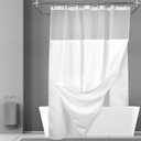 N&Y HOME Long Waffle Weave Shower Curtain 75 Inch Length with Snap-in Fabric Liner & Metal Hooks Set - Hotel Style, Waterproof & Washable, Heavyweight Fabric & Mesh Top Window - 71x75, White