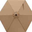 MASTERCANOPY Patio Umbrella 7.5 ft Replacement Canopy for 6 Ribs-Khaki Canopy Only