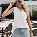 Women Summer Tops Sleeveless V Neck T Shirts Button Down Shirts Dressy Casual Clothes Fashion Trendy Blouses (Small)