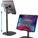 COOPER TabHolder, 7-10" Height Adjustable Tablet Stand, Premium iPad Stand for Desk, 270 Tilt iPad Holder for Desk, Tablet Holder, 15.6-17" Portable Monitor Support (Black)