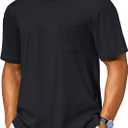 Cotrasen Mens T-Shirts Cotton Short Sleeve Pocket Tee Shirt Casual Crew Neck Moisture Wicking Soft Basic T Shirts (Large, Black)
