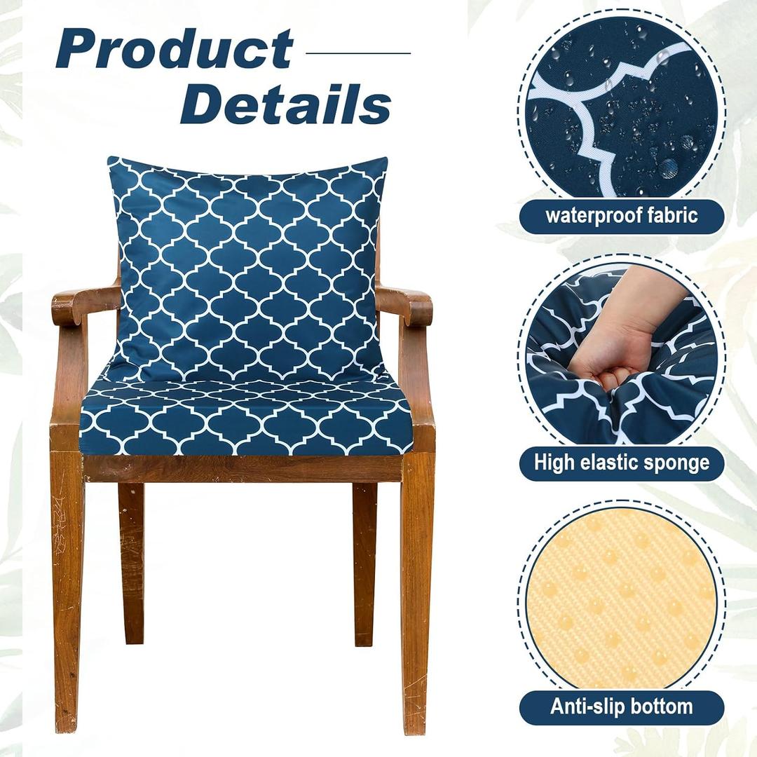 Hoteam 2 Set Outdoor Chair Patio Cushions 20 x 20 Inch Deep Seat Waterproof Chair Cushions for Patio Furniture Set Replacement Removable Seat and Back (Lantern)