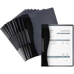 Juvale 10 Pack Clear Report Covers with Sliding Bar and Swing Clip for Letter Size Documents, Presentation, Resume (Black, 9 x 11 Inches)