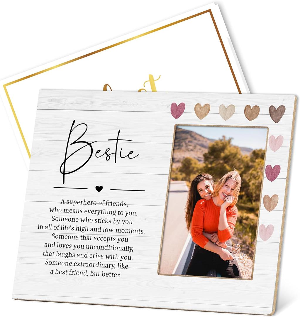 Best Friends Picture Frame for BFF Gifts, Friends Forever Gift, Appreciation Gifts For Friend, 4x6 Picture Frame For Wall And Tabletop Display-B03
