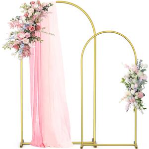 VowParty Arch Backdrop Stand Set of 2 (7.2FT,6FT), Gold Metal Arch Stand Arch Backdrop Frame for Wedding Ceremony, Birthday Party, Baby Shower, Graduation, Floral Balloon Decoration