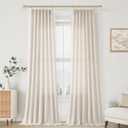 Pleated Linen Curtains 96 Inches Long for Living Room 2 Panel Set Cream Ivory Beige Semi Sheer Light Filtering Pinch Pleat with Hooks Back Tab Drapes Neutral Boho 96 Inch Curtain for Bedroom Window