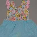 Funnycokid Ballet Leotard for Girls Dance Leotards with Skirt Toddler Ruffle Sleeve Ballerina Outfit (6 Years, Bowknot Blue)