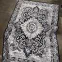 Area Rug 4x6 Washable Living Room Rug, Vintage Soft Boho Non-Slip/Non-Shedding Print Floor Carpet for Dining Room, Bedroom-Black