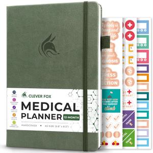 Clever Fox Compact A5 Medical Planner 12-Month  Medical Notebook, Health Diary, Wellness Journal to Track Health 12 Months (Cypress)
