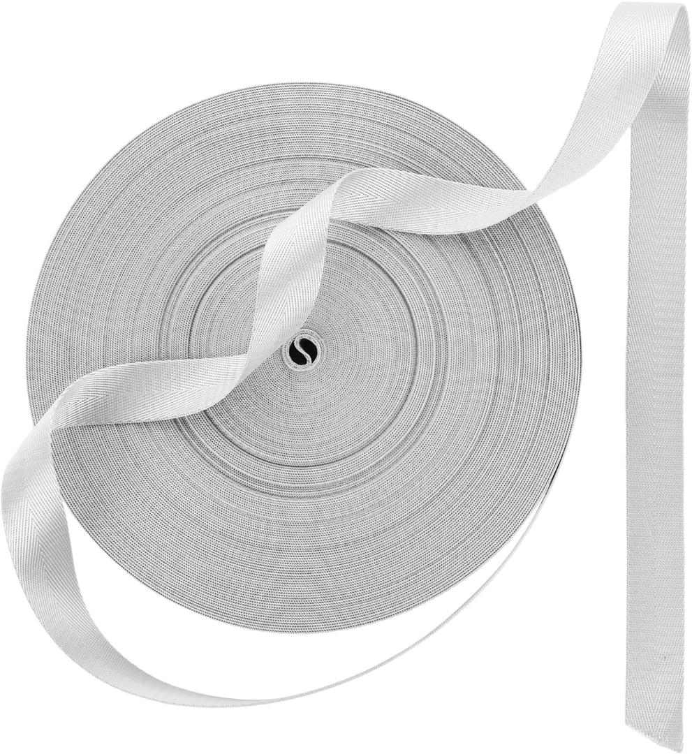 1 Inch Wide Polyester Webbing Strap 50 Yards Heavy Duty Polyester Strapping, Durable Flat Webbing Strapping for Dog Leash, Seat Belt, Backpack Handles, Outdoor DIY Crafts (25mm) - Grey