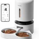 PETLIBRO 5L Automatic Cat Feeder for 2 Cats, 5G&2.4G Wi-Fi Programmable Cat Food Dispenser with Dual Stainless Steel Bowls, Airtight Lock Fresh Technology, Low Food Sensor (White)