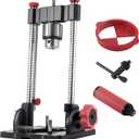 1348 Drill Guide,Heavy-Duty Portable Drill Press Guide,1/2 in Keyed Chuck, 0–60° Adjustable Angle Precision Drilling Jig for Straight, Angled & Compound Holes, Aluminum Head, V-Groove Base