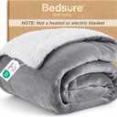 Bedsure GentleSoft Sherpa Fleece Throw Blanket for Couch, Non-Heated, Thick & Warm Cozy Blanket for Winter, Soft Fuzzy Plush Throw Gifts for Women and Men, Grey, 50x60 Inches
