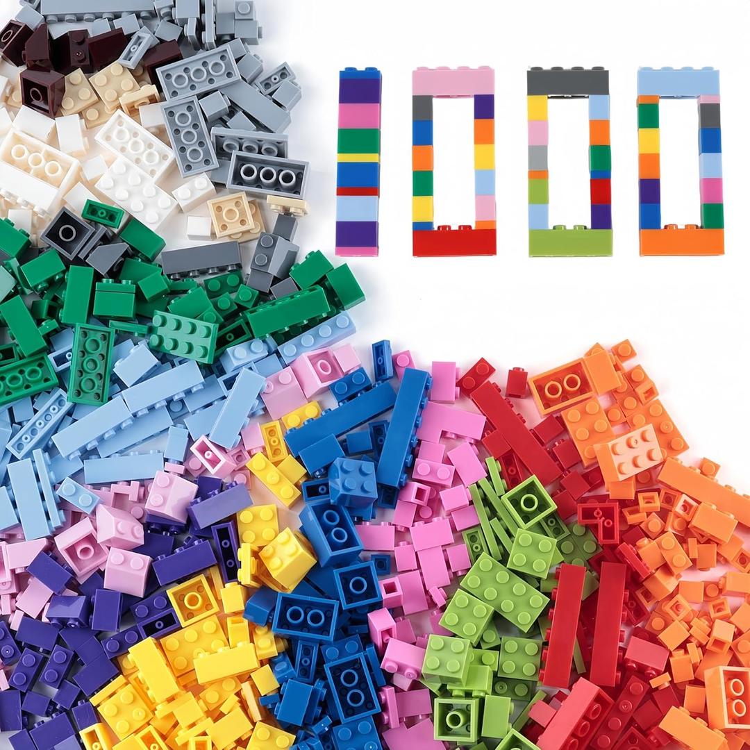 1000 PCS Building Blocks Set, Multicolor Construction Bulk Bricks, Creative Learning Toys for Kids, Gift for Birthday and Holiday, 16 Colors