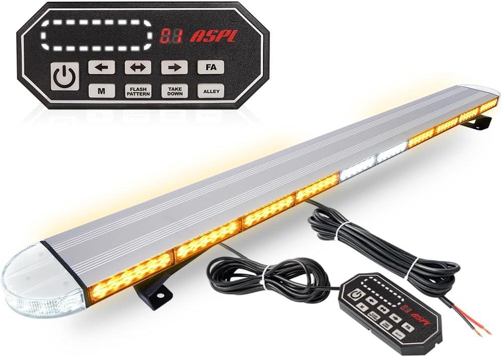 ASPL 49 inch Low Profile Rooftop Emergency Strobe Lights Bar Flashing Warning Security Traffic Advisor Hazard/Full Aluminum/Take Down & Alley Light for Trucks Tow Construction Vehicles (Amber)