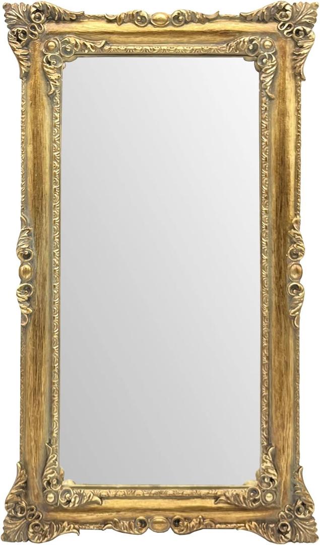 JANDERART Gold Vintage Mirror 8x14 Inch, Antique Ornate Decorative Mirror for Desk & Wall, Small Vanity Mirror for Makeup Wall Decor, Antique Gold