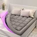 BDEUS Dual Layer 5 Inch Memory Foam Mattress Topper King Size, 2 Inch Gel Memory Foam Plus 3 Inch 1450 GSM Down Alternative Quilted Pillow Top Mattress Pad Cover,Dark Gray