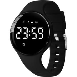 Kids Watches for Girls Boys Digital Sport Watch with Step Counter Pedometer Vibration Alarm Clock, No App Waterproof Fitness Tracker Kids Watch Boys Girls Teens Students Ages 5-16 (301-O-Black)