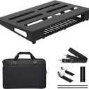 18" x 11.8" Guitar Pedal Board with Power Supply Tray, Carry Bag & Mounting Tapes Included (Black, SPB-18S)