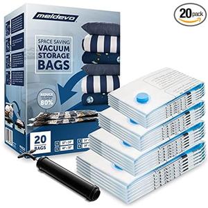 20 Pack Premium Vacuum Sealer Bags - Space Saver Storage Bags for Home and Closet Organization - Vacuum Compression Bags for Comforters, Pillows, Blankets, Bedding, Clothing - Hand Pump for Travel, 5XL/5L/5M/5S