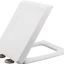 Toilet Seat, Square Toilet Seat, Thickened Household Universal Toilet Seat, PP Material Replacement Toilet Seat with Cover - 35.5cm Width, 41-48cm Length