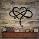 AOOLVY Infinity Heart Wall Decor, Unique Infinity Heart Metal Art Wall Decor Love Sign Steel Wall Plaques Bedroom Ornaments for Home Wedding Decor, Room Living Room Decoration (Black, 23.6x20.6inch) (23.6L" x 20.6W")