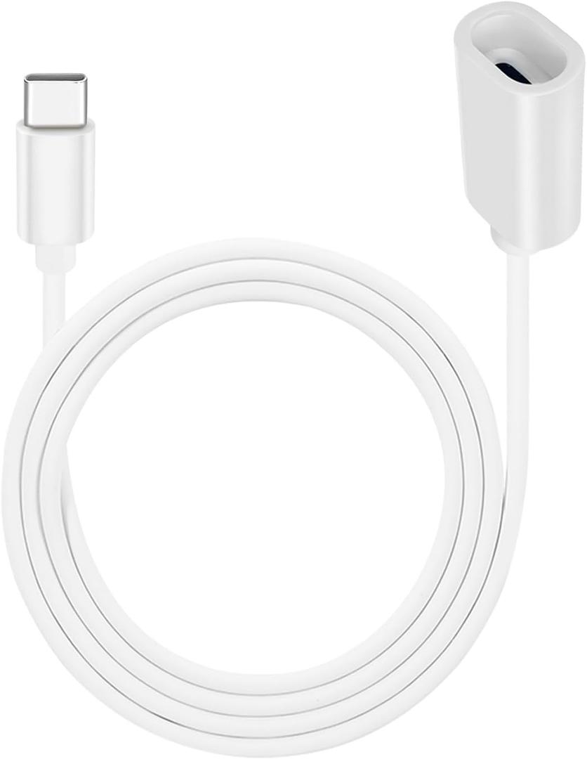 Long Type C Extension Cable, USB C Male to Female Extender Cord Compatible with Ring Pan-Tilt Indoor Cam (2024 Release) Mag-Safe Charger iPhone16 /15 (White, 20FT)