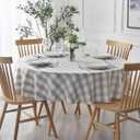 Maxmill Round Checkered Tablecloth Spillproof Wrinkle Free Heavy Weight Gingham Table Cloth for Circular Table Buffalo Plaid for Buffet Banquet Parties Holiday Dinner 70 Inch Gray and White