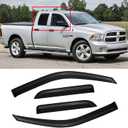 Window Visor for 2009-2018 Dodge Ram 1500 Quad Cab/Extended Cab, Out-Channel Rain Guards Shields Vent Deflector Shade Wind Dark Smoke for 2019-2023 Ram 1500 Classic Quad Cab, 4PCS