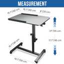 Black Tilt-Swivel Dual Desktop Bed Side Table Tray with Wheels, Adjustable Height Laptop Over Bed Table, Folding Lightweight Hospital Bed Table, 24x16 inch